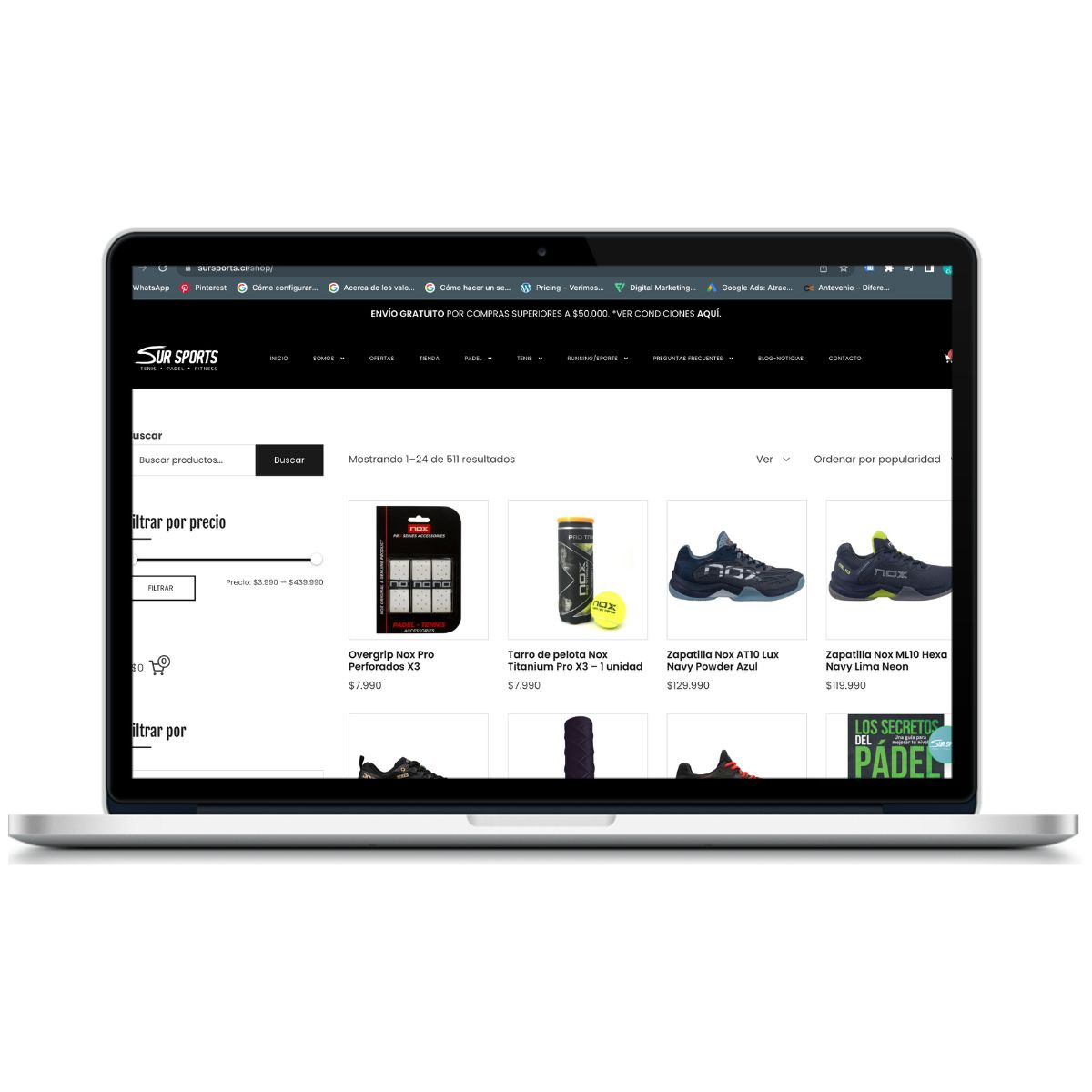 Website Sur Sports - Conce Marketing Tienda on line